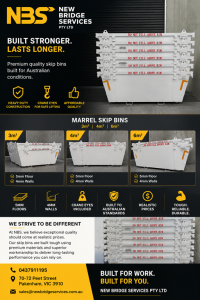 NBS MARREL SKIP BINS WITH CRANE EYES | New Bridge Services